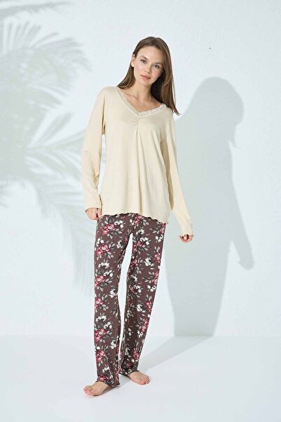 Siyah İnci Σετ πιτζάμες βισκόζης με μοτίβο δέρματος