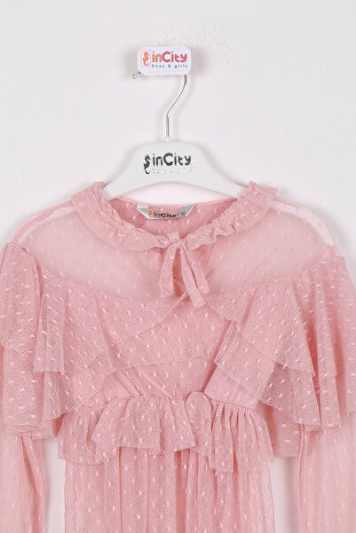 incity Κοριτσίστικη μπλούζα από τούλι με λεπτομέρειες σε σκόνη ροζ