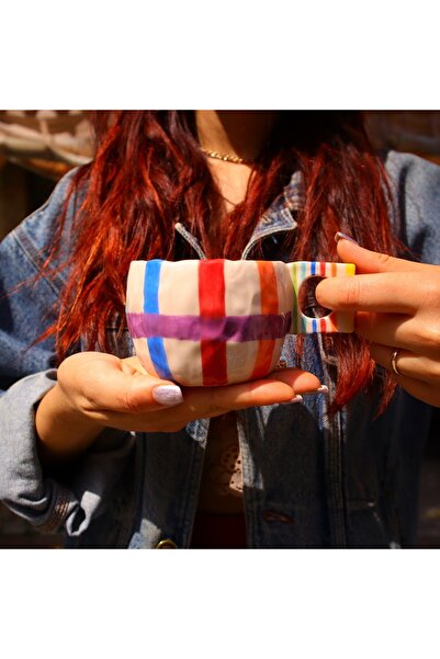 Lily & Loly Ceramics Colorful Striped Minimalist Design Handmade Ceramic Coff...