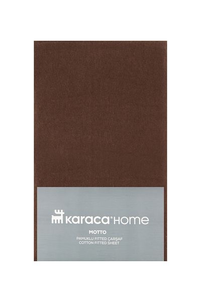 Karaca Home Motto Combed Cotton Fitted Single Bed Sheet 100x200+30 cm Brown