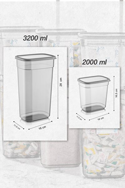 Meleni Home 8 Adet Clov Mega Etiketli Toz Ve Tablet Deterjan Saklama Kabı Dikdörtgen Saklama Kutusu 2 Lt-3,2 Lt