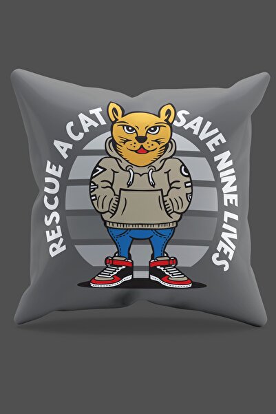 Moud's Двосторонній чохол для подушки з капюшоном із зображенням кота, виготовлений із замші - PL795