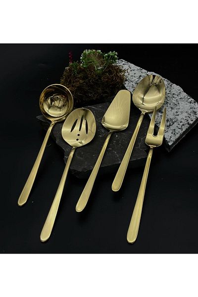 BRONDOFF BAHAMA 5 PIECE TITANIUM GOLD SAUCE SERVICE SET