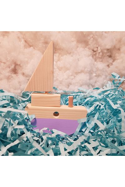 aswood Handmade Wooden Toy Baby Ship Developing Imagination Gift Toy for Kids
