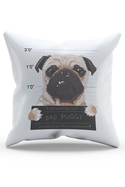Moud's Double Sided Printed Bad Puggy Dog Pattern Suede Throw Pillow Cover - PL773