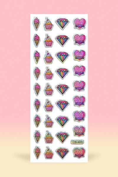BearPear Αυτοκόλλητο Cupcake Glitter Ολογραφικό ανάγλυφο