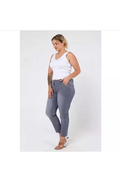 BİrHoşButik PLUS SIZE FULL LYCRA ANKLE LENGTH SKINNY LEGS SIMPLE SEASONAL JEANS WITH ZIPPER AND BUTTONS