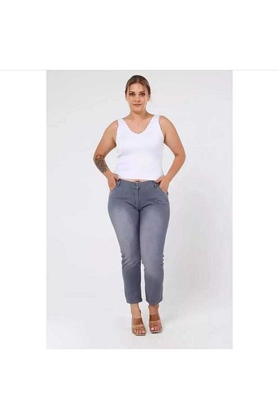 BİrHoşButik PLUS SIZE FULL LYCRA ANKLE LENGTH SKINNY LEGS SIMPLE SEASONAL JEANS WITH ZIPPER AND BUTTONS