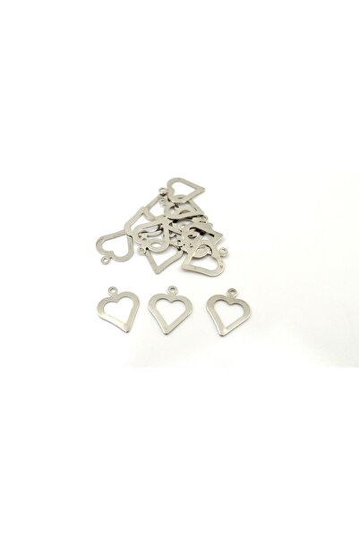 Flower 15 Adet - Kalp Kolye Ucu, Kalp Figür, Kalp Küpe Ucu, Metal Kalp, Salla...