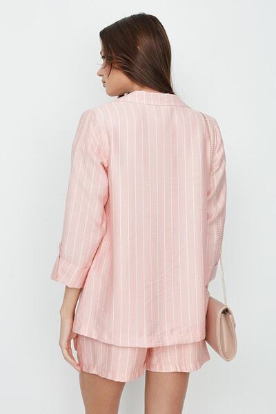 Select Moda Γυναικείο ροζ λινό μπουφάν