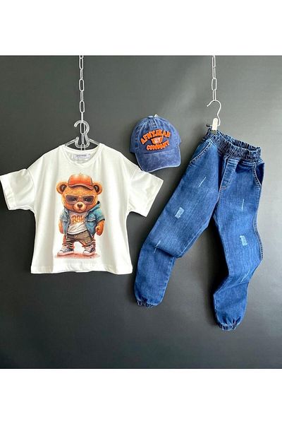 STAR GOGO KİDS SET 3 PIECI OVERSIZED IMPRIMAT URSU
