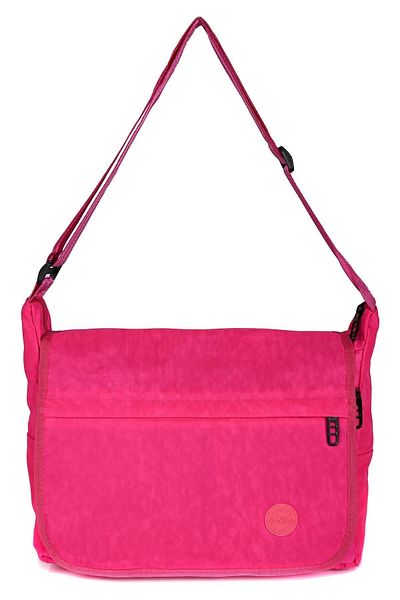NK 1207 Crinkle Fabric Waterproof Messenger Bag Fuchsia