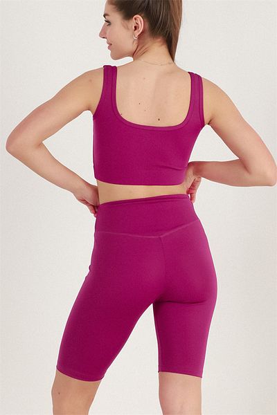 missmaral Women's Set Recovery Short Shorts Leggings And Sports Bustier Plum New Season Activewear 13070