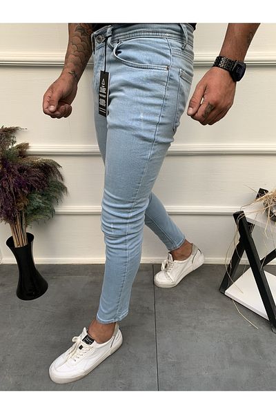 ENERJİN Мъжки дънки Skinny Fit Lycra Ice Blue