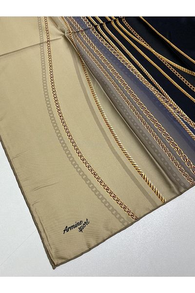 Armine Sport twill (tivil) Μοτίβο αλυσίδας Nostalgia Κασκόλ Mink Gold Μαύρο