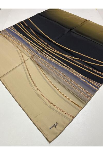 Armine Sport twill (tivil) Μοτίβο αλυσίδας Nostalgia Κασκόλ Mink Gold Μαύρο