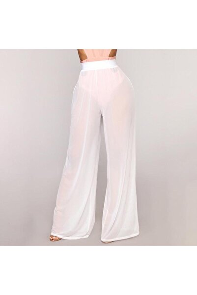 NSM Parakini Γυναικείο Μαύρο Παντελόνι από Τούλι Pareo Διαφανές με Φαρδιά Μπα...