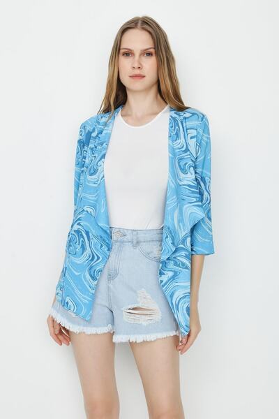 Select Moda Γυναικείο πολύχρωμο ασύμμετρο λεπτό μπουφάν