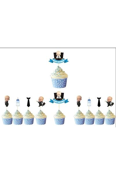 aşkın concept Patron Bebek Temalı Cupcake Pasta Kürdan 10 lu Özel Tasarım