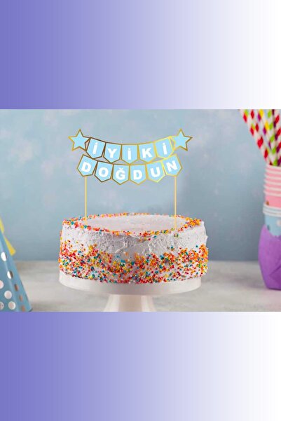 aşkın concept Pasta Üstü Kürdan Pasta Bayrağı Iyiki Doğdun Mavi Doğum Günü Pa...
