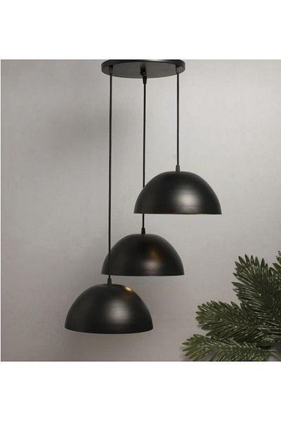 demet habek mylights MYLIGHTBLACK TRIPLE METAL PENDANT LIGHT CHANDELIER HEADS 20 CM