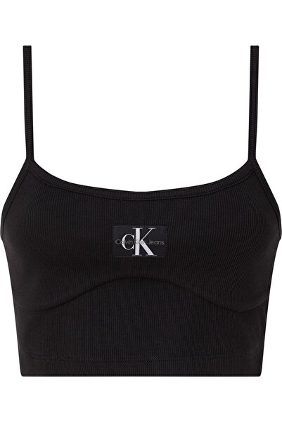 Calvin Klein Kadın Pamuklu Logolu Askılı Kolsuz Yazlık Siyah T-Shirt J20J221417-BEH