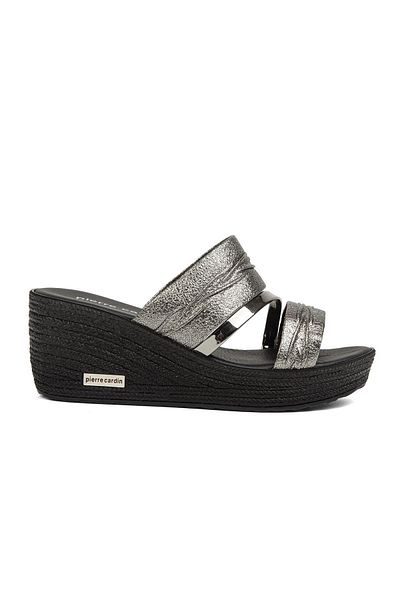 Pierre Cardin ® |   PC-6962-Πλατινένιες ζαρωμένες-γυναικείες παντόφλες