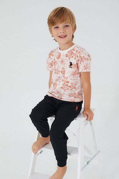 U.S. Polo Assn. BASE. Polo Assn. 1358 Flowered Boy Short Sleeve Pajama Set