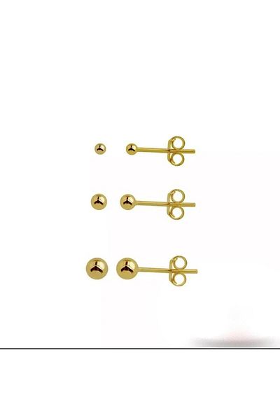 Begonia Accessories Begonia Accesories Unisex Surgical Steel 3 SINGLE Silver Color Ball Earrings .top.gumus 2-3 and 4 mm