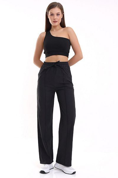 Winmoda34 PANTALONI Palazzo damă din in cu cusătură în față
