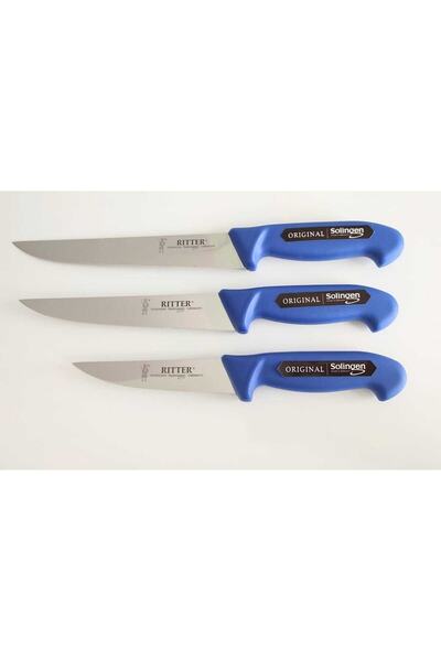 Solingen Kasap bıçağı seti 3 adet ( 13cm+18cm+21cm) mavi