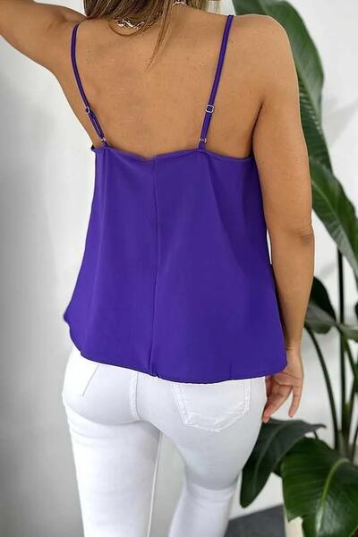 Ortaya Çık Purple Adjustable Strap Collar Blouse