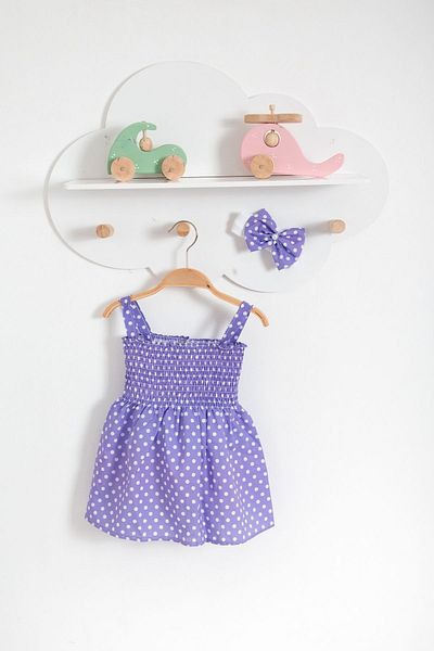 Bubito Polka Dot Bandana Summer Baby Dress-Purple