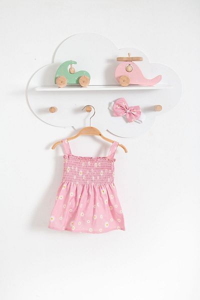 Bubito Summer Baby Dress with Daisy and Bandana-Pink