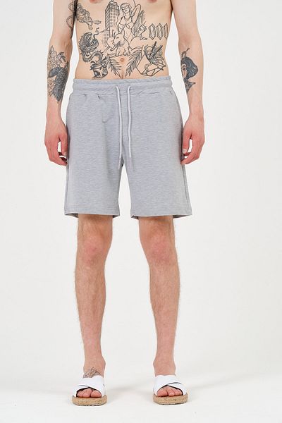 RELAXL Unisex γκρι μελανζ κανονική εφαρμογή καλοκαιρινό άνετο σορτς με βαμβακερό περιεχόμενο