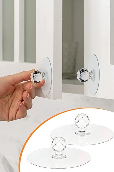 Buffer 2 Adet Kristal Kendiliğinden Güçlü Yapışkanlı Kulp Askısı Tutma Kolu