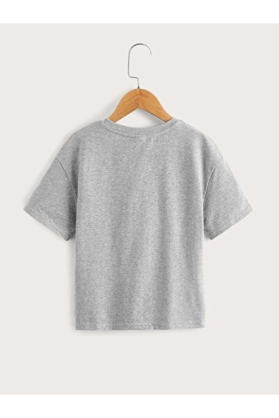 Machetta Filled Los Angeles Printed Gray Melange Oversize Children's T-shirt