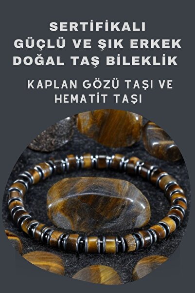 Ssilhoutte Doğaltaş Güçlü Ve Şık Erkek Doğal Taş Bileklik Sertifikalı Kaplang...