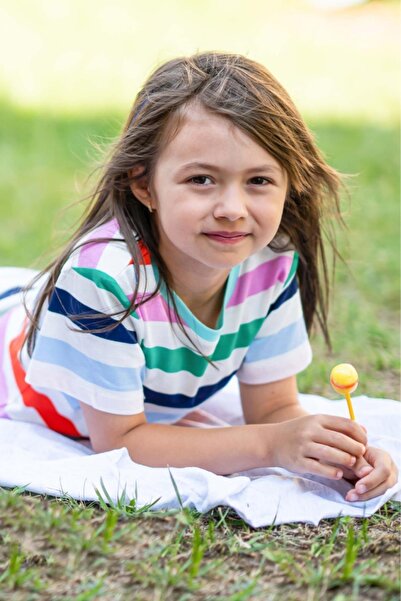 Re-clo Steve Tee - Organic Fabric Short Sleeve Rainbow Striped T-shirt