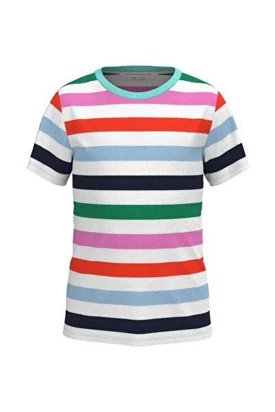 Re-clo Steve Tee - Organic Fabric Short Sleeve Rainbow Striped T-shirt