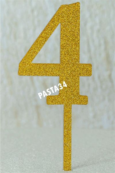 Pasta34 Ασημί Plexi Αριθμός 5 εκ. χωρίς χυμένο χρυσό 4