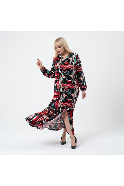 PALSİS WOMEN'S LARGE SIZE PATTERNED SHIRT DRESS