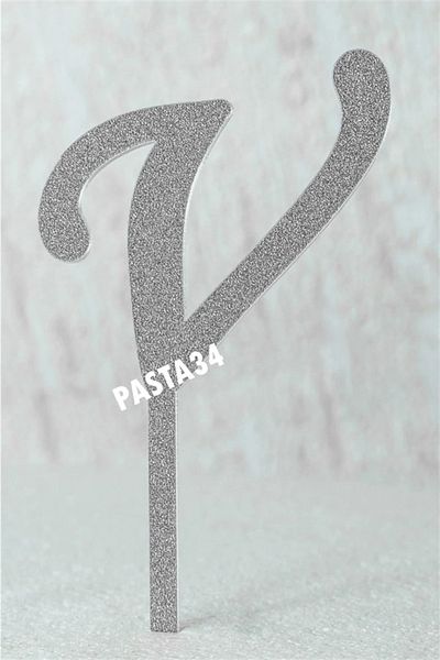 Pasta34 Ασημί Plexi Letter 5 cm Ασημί V που δεν χυθεί