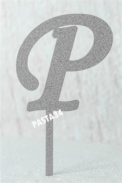 Pasta34 Ασημί γράμμα πλεξιγκλάς που δεν χυθεί 5 εκ. Ασημί P