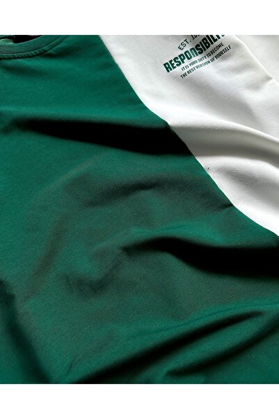 Machetta Green and White Pieced Responsibility Printed Shorts T-shirt Summer Set