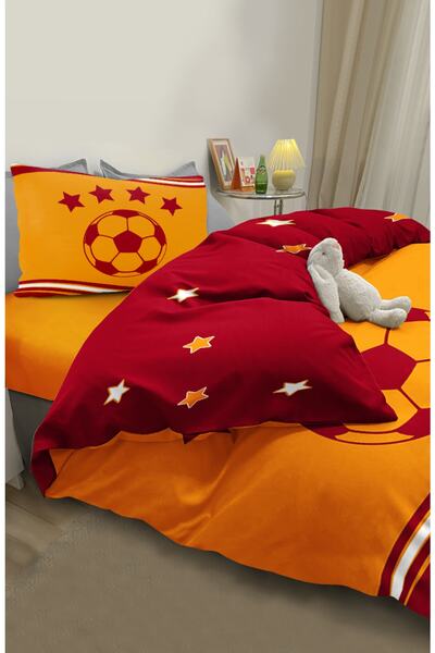 Bebişim Halı Fan Yellow Red Star Ball Patterned Single Baby Kids Bedding Set