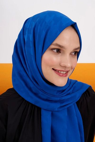Madame Polo Μοτίβο λοστού σάλι Lara Silky Jacquard - Saks Blue