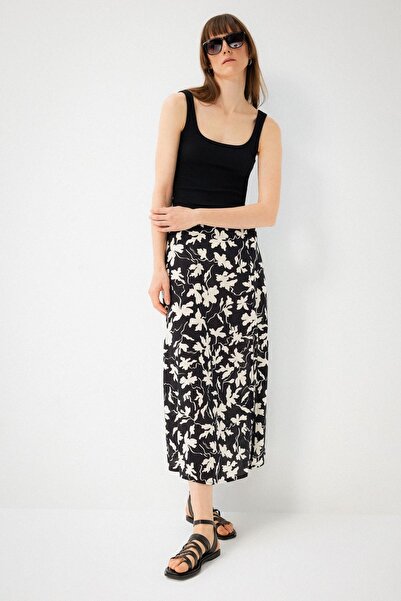 DeFacto A-Cut Floral Normal Midi φούστα με σκίσιμο μέσης