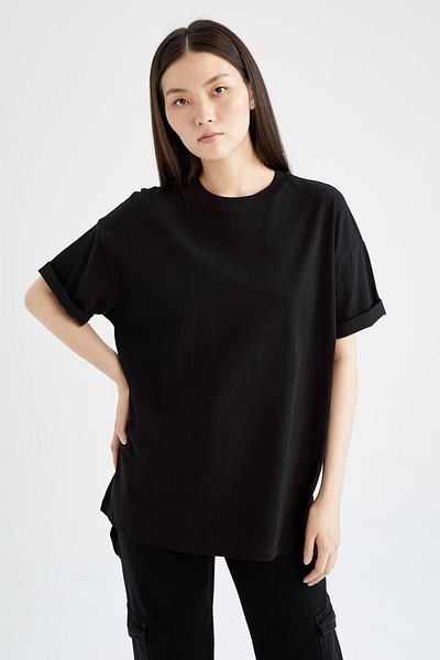 DeFacto Oversize Fit Cotton Short Sleeve Basic T-Shirt