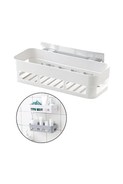 Granvex Banyo Köşeliği Şampuan Rafı  Banyo Rafı Güclü Yapıstırıcılı Delmeye G...